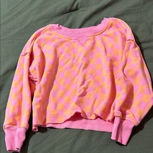 Girls Pink and orange checkered Sweater